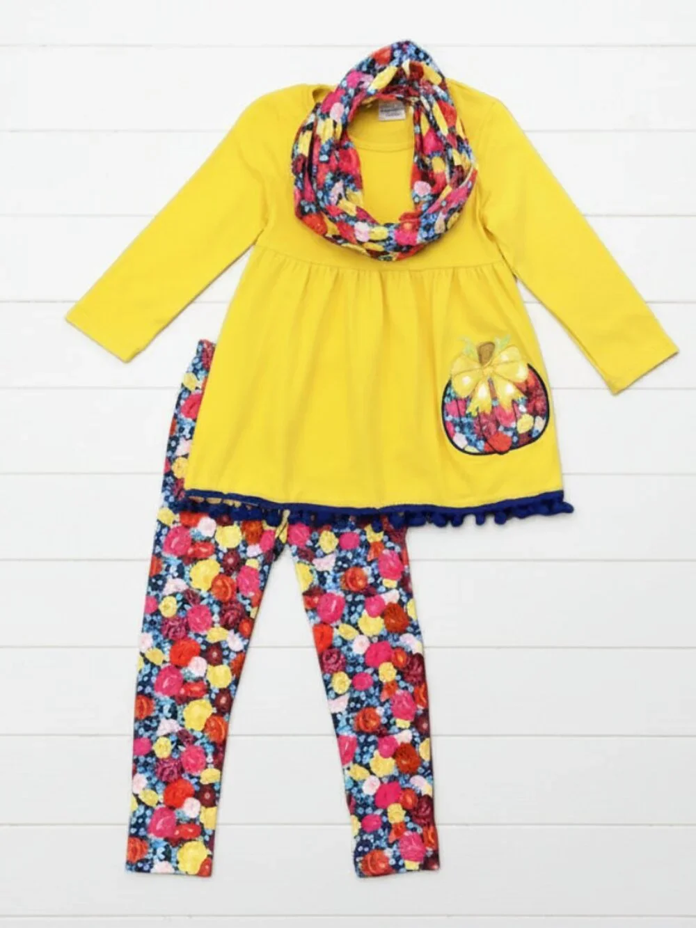 Floral & Pumpkin 3 Pc. Outfit, girls, Fall, NWT
